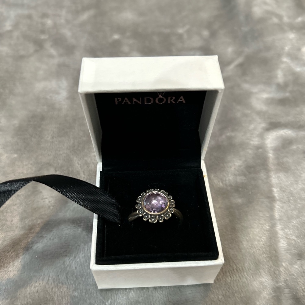 New Without Tag Pandora Sterling Silver Amethyst Twisted Ring